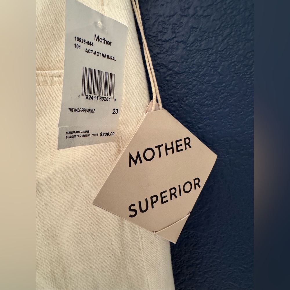 MOTHER High Waisted Rider Skimp Act Natural Women's Cream Cotton Jeans Size 23 - Picture 6 of 13